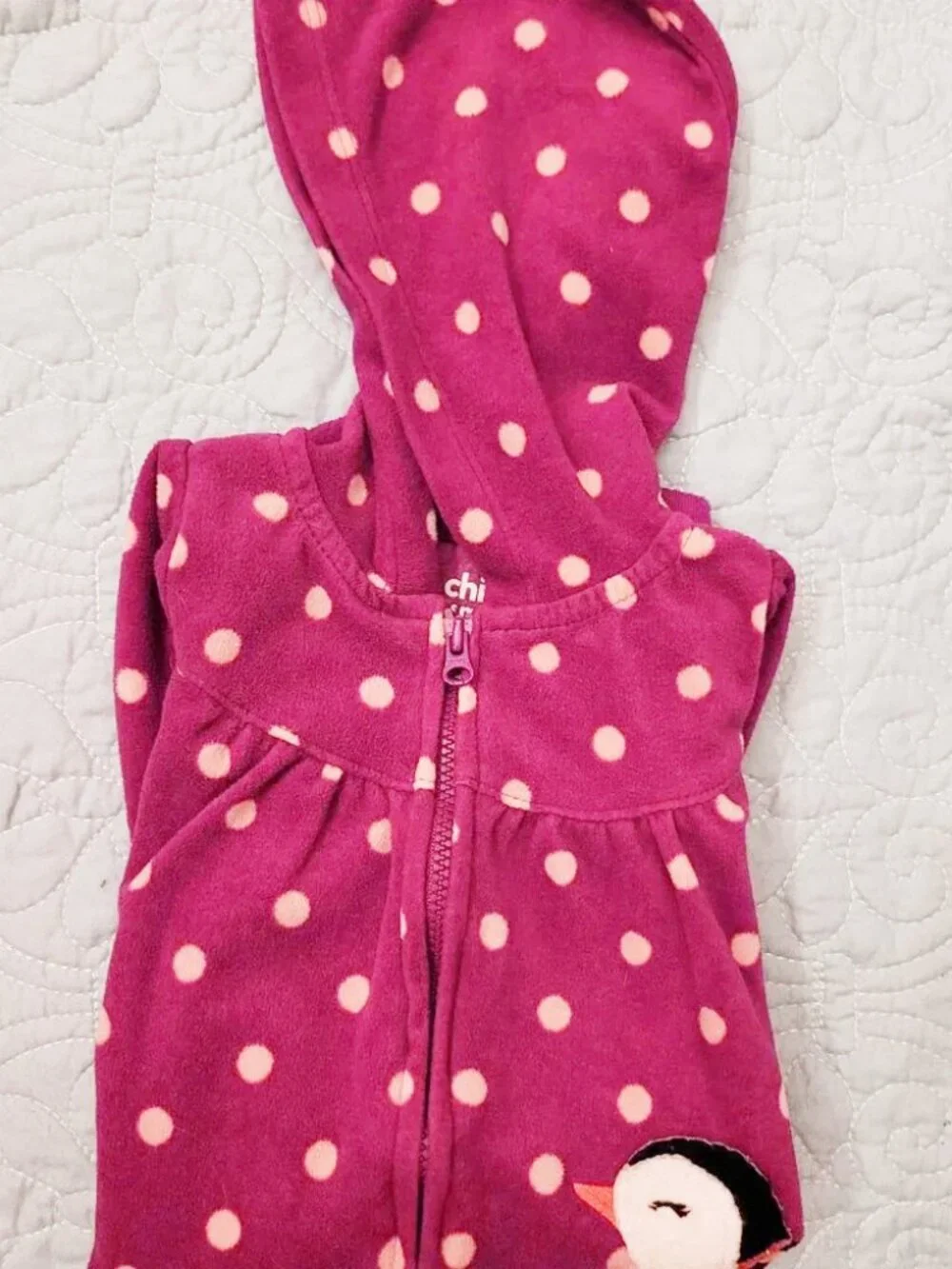 Carter's Child of Mine Raspberry Fleece 4-Season Sleep & Play Polka Dots 3- 6 m